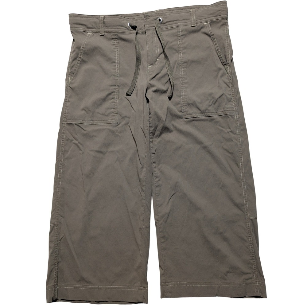Lucy‎ Flex Wide Leg Cropped Pants Hiking Utility Capri Women Medium Brown EUC